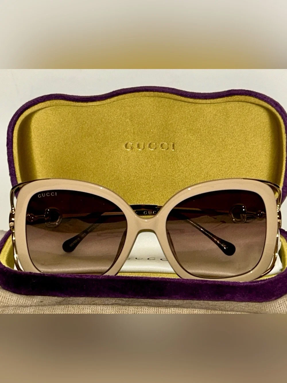 GUCCI    NEW Acetate Horsebit Square Frame Sunglasses GG1021S Pink Tortoise